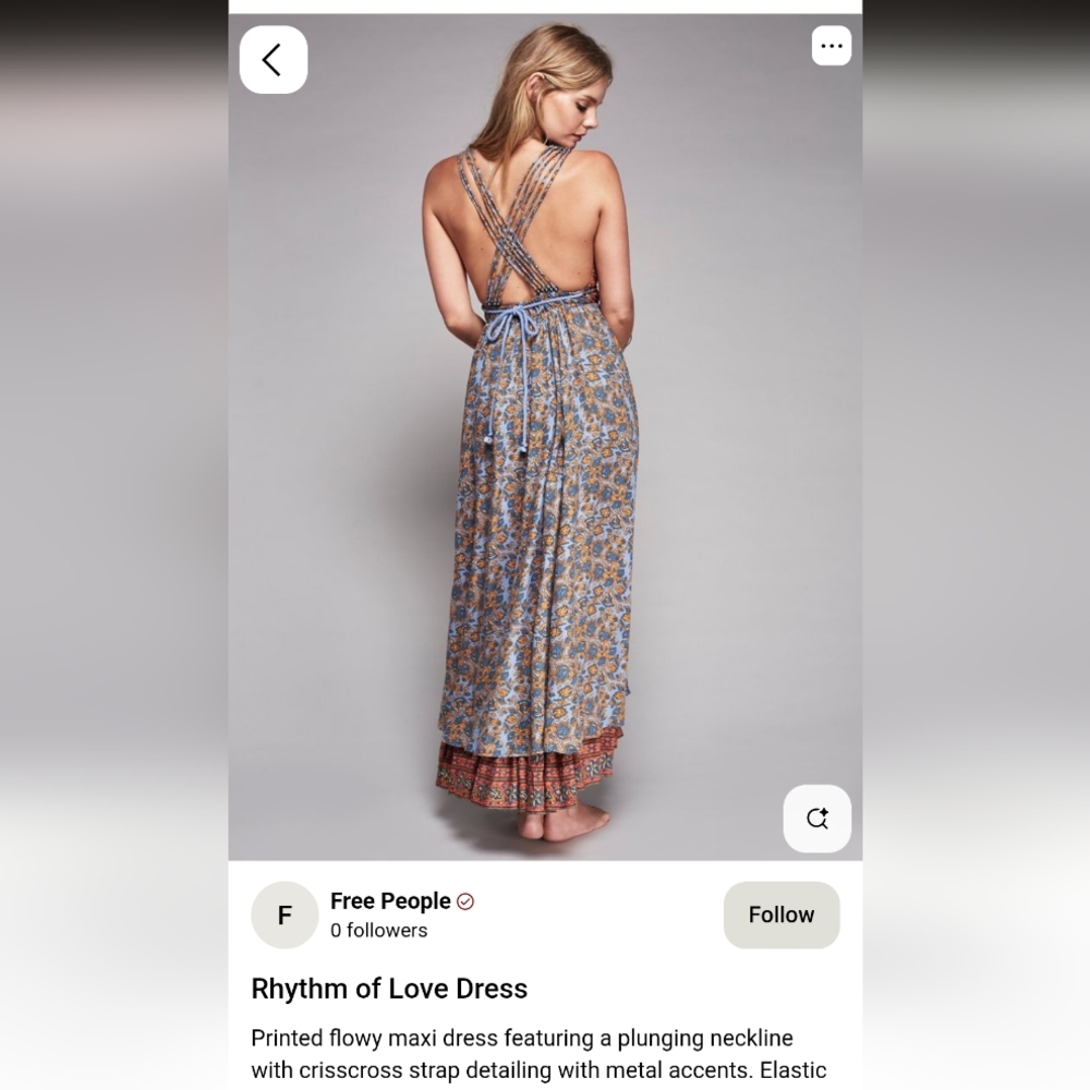 Free People Floral High Low Dress in Blue and Brown - Picture 2 of 6